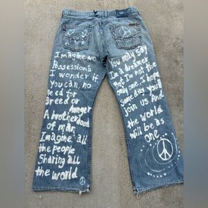Lucky Brand Jeans Upcycled John Lennon Imagine Lyrics 35x 28  Art